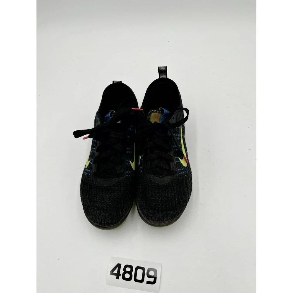 Nike Air VaporMax Flyknit 3 Youth 4Y Athletic Shoes Black Ghost Green Sneakers